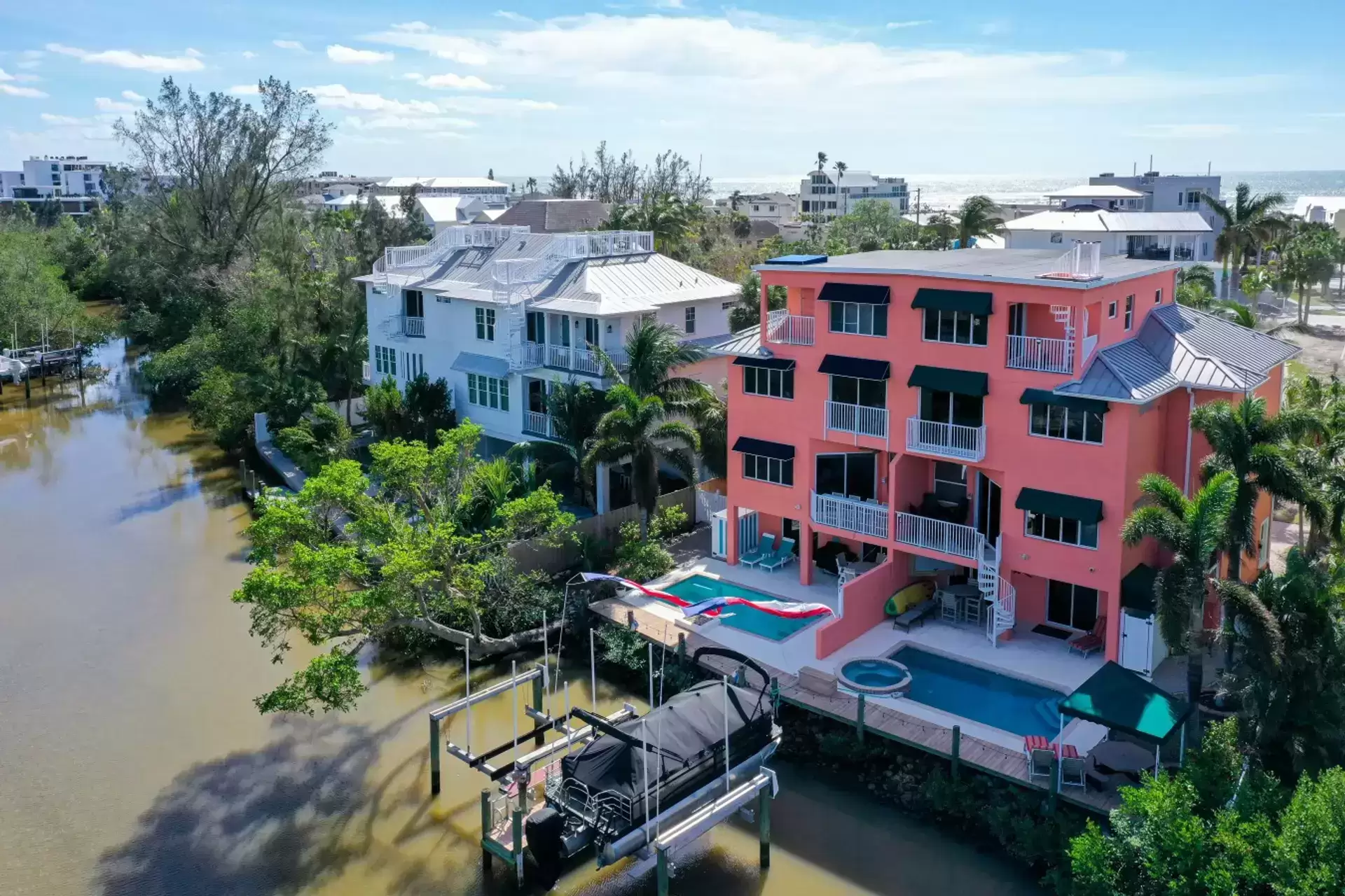 Coral House on Siesta outdoor terrace with canal views