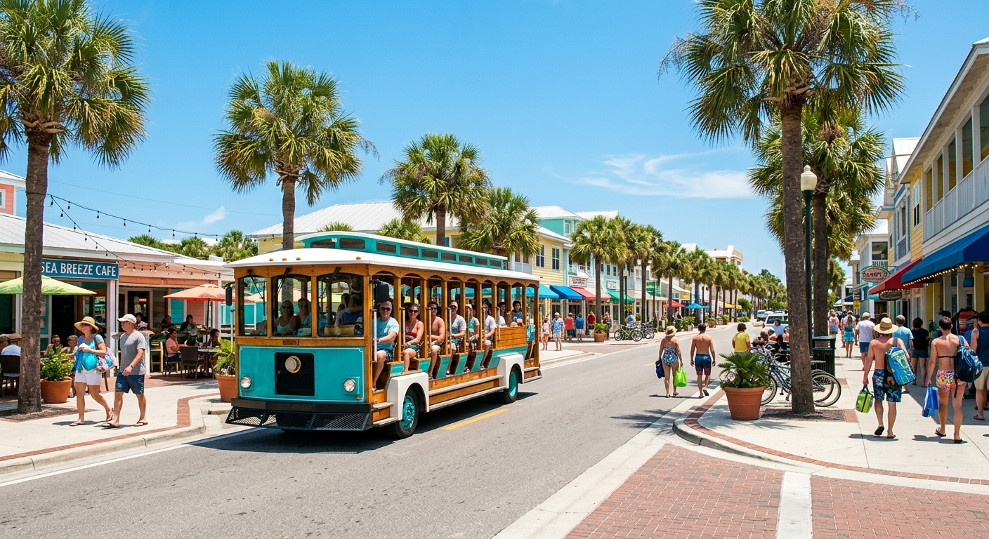 Free open air trolley on Ocean Boulevard in Siesta Key Village the cottage siesta key menu