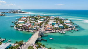 Aerial view of the South Village area of Siesta Key near the South Bridge